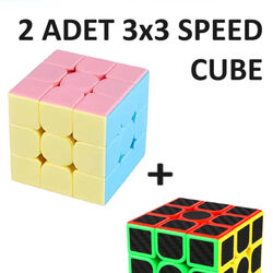 2 Adet 3x3 Zeka Sabır Küpü Karbon Fiber ve Pastel Renkli Profesyonel Speed Cube