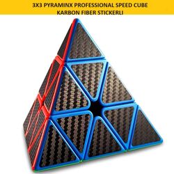 3x3 PYRAMINX KARBON FIBER  STICKERLI PROFESYONEL SPEED CUBE -3X3 ZEKA SABIR KÜPÜ -