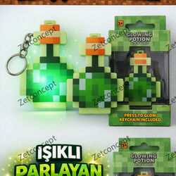Minecraft Işıklı İksir Şişesi Anahtarlık – LED Işıklı Potion Anahtarlık Oyuncak Muhteşem Bir Hediye
